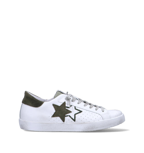 2 STAR Sneaker uomo bianca in pelle