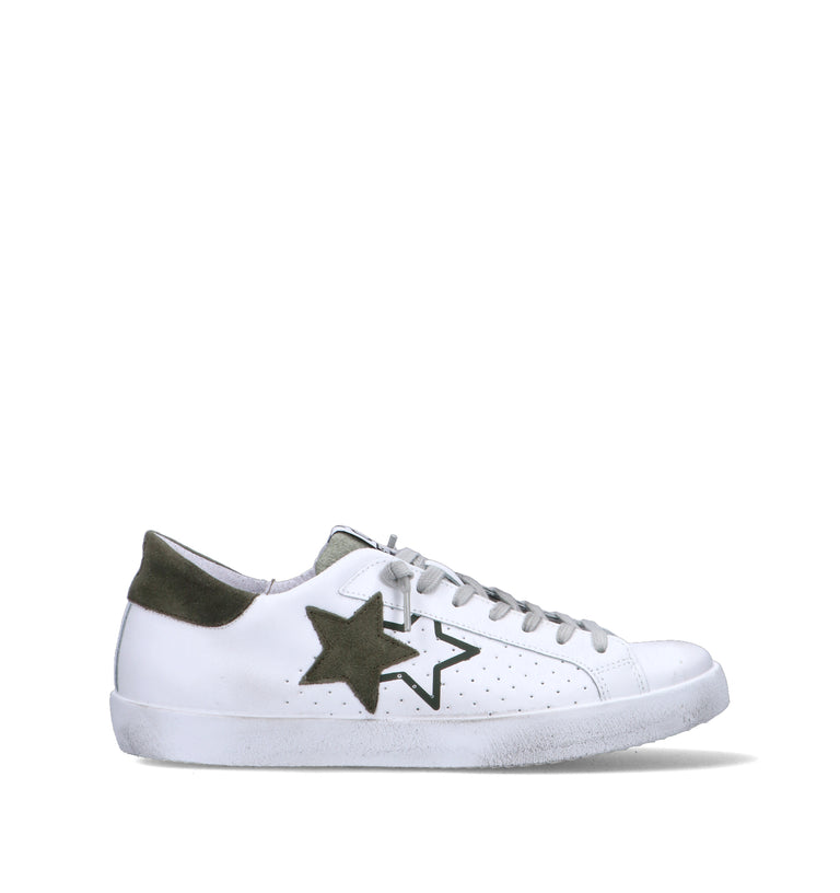 2 STAR Sneaker uomo bianca in pelle