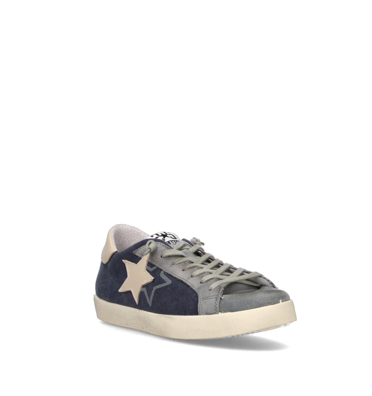2 STAR Sneaker uomo blu in suede