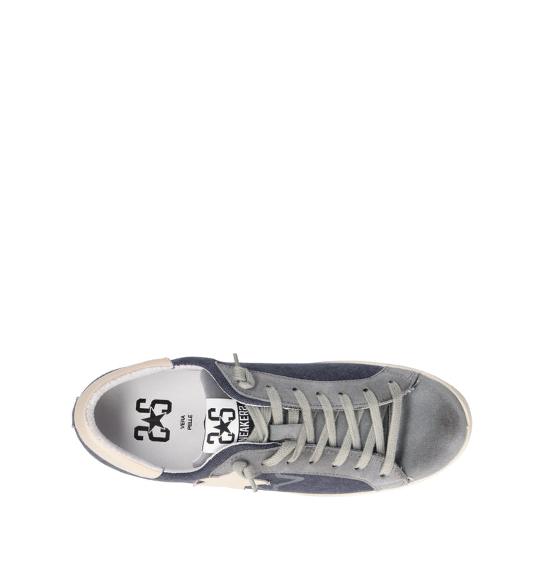 2 STAR Sneaker uomo blu in suede