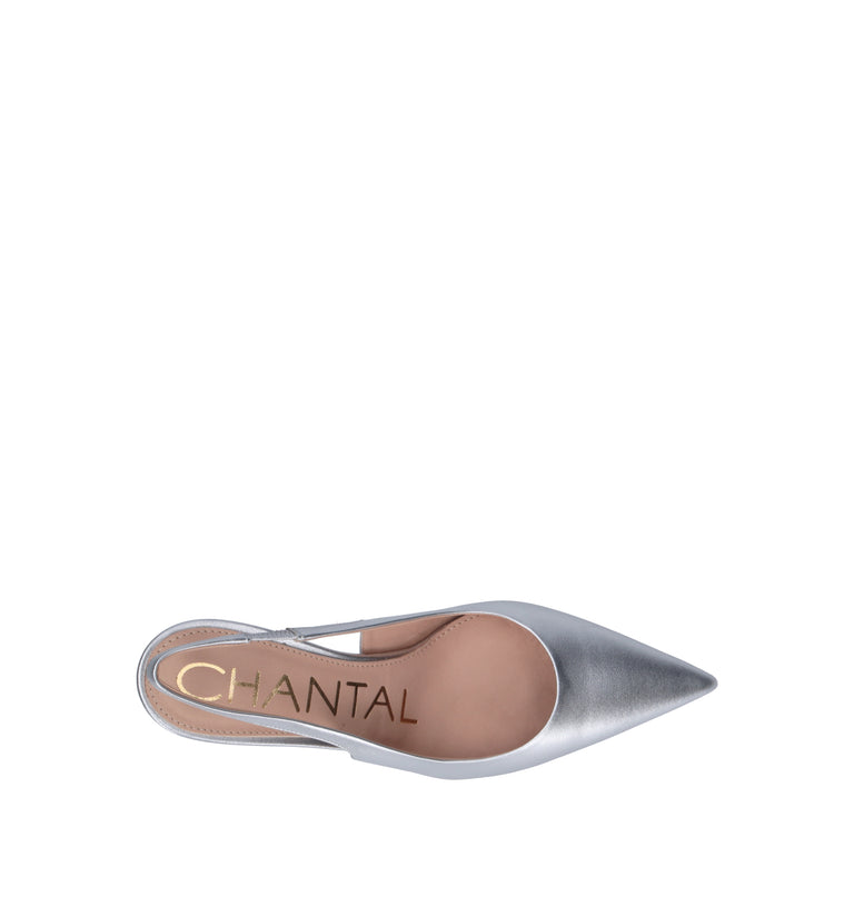 CHANTAL 1962 Slingback donna argento in pelle