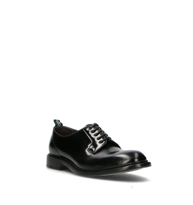 GREEN GEORGE Stringata uomo nera in pelle