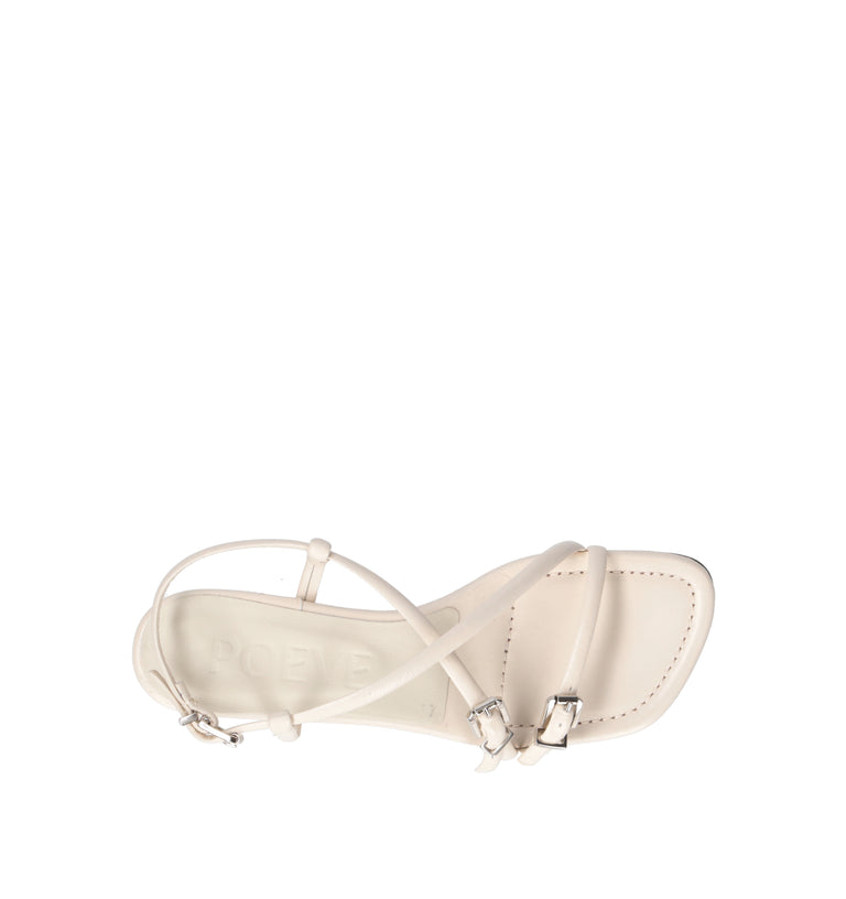 POEVE Sandalo donna bianco in pelle