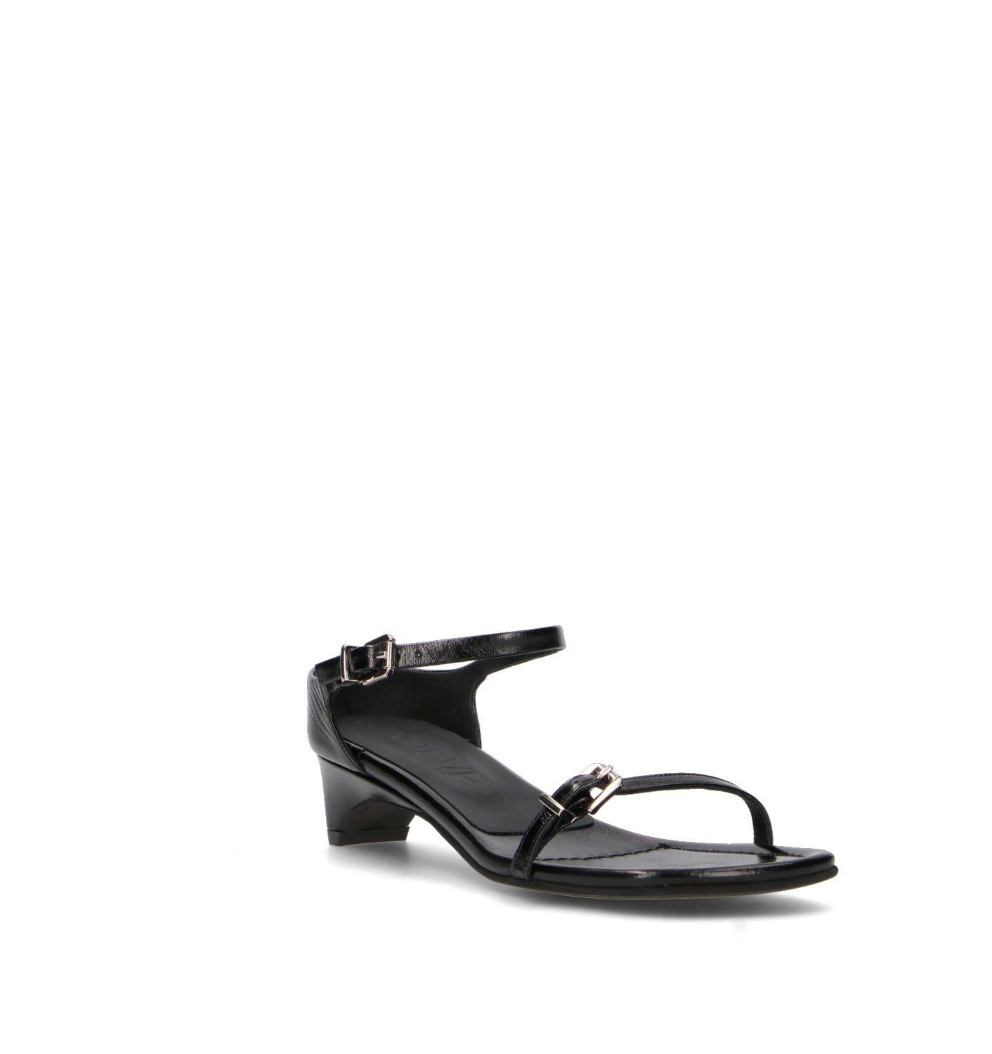 POEVE Sandalo donna nero in pelle