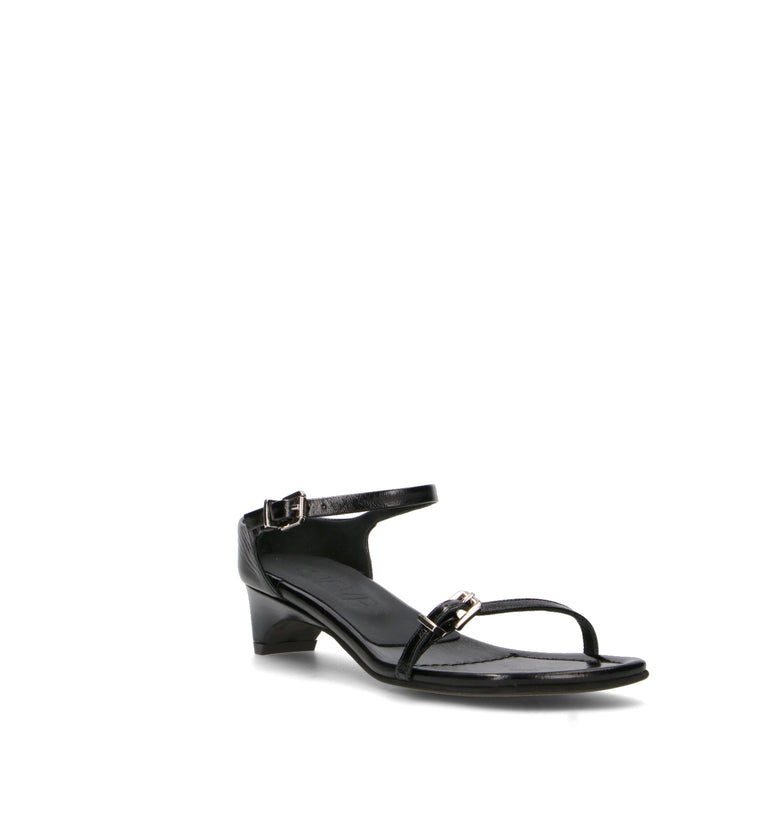 POEVE Sandalo donna nero in pelle