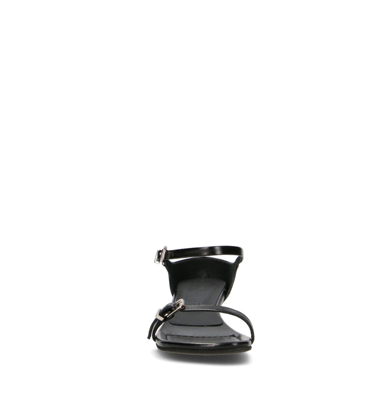 POEVE Sandalo donna nero in pelle