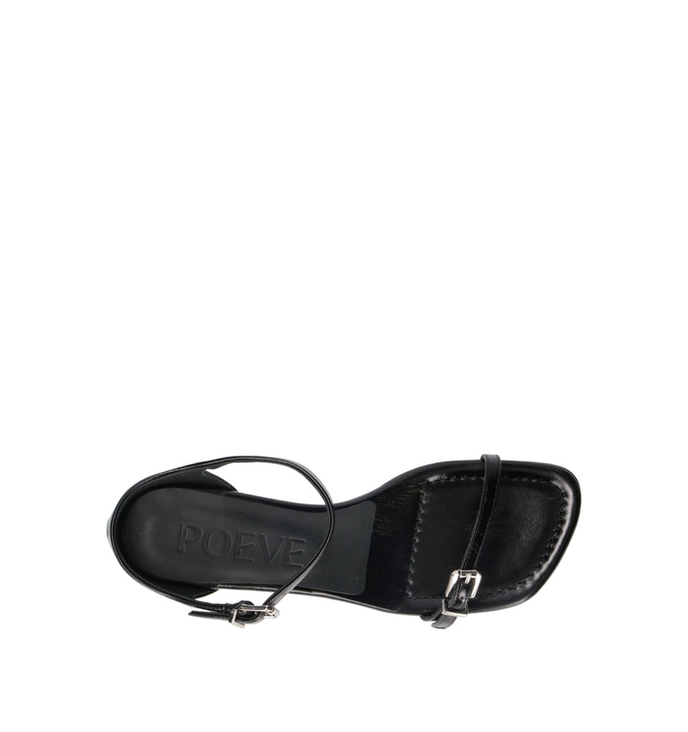 POEVE Sandalo donna nero in pelle