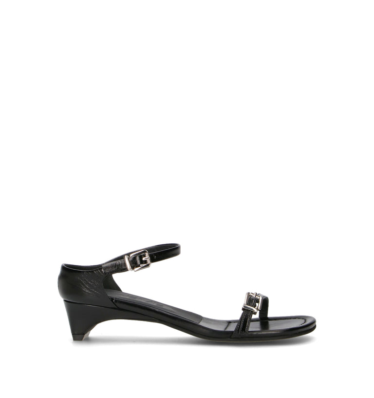 POEVE Sandalo donna nero in pelle