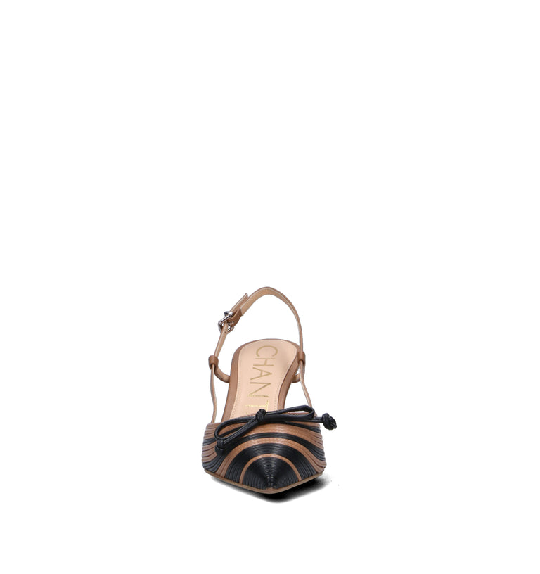 CHANTAL 1962 Slingback donna cuoio/nera in pelle
