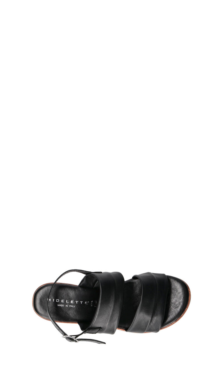 MIDELETTE Sandalo donna nero in pelle