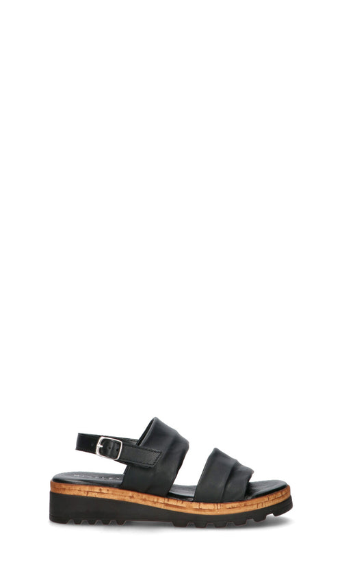 MIDELETTE Sandalo donna nero in pelle