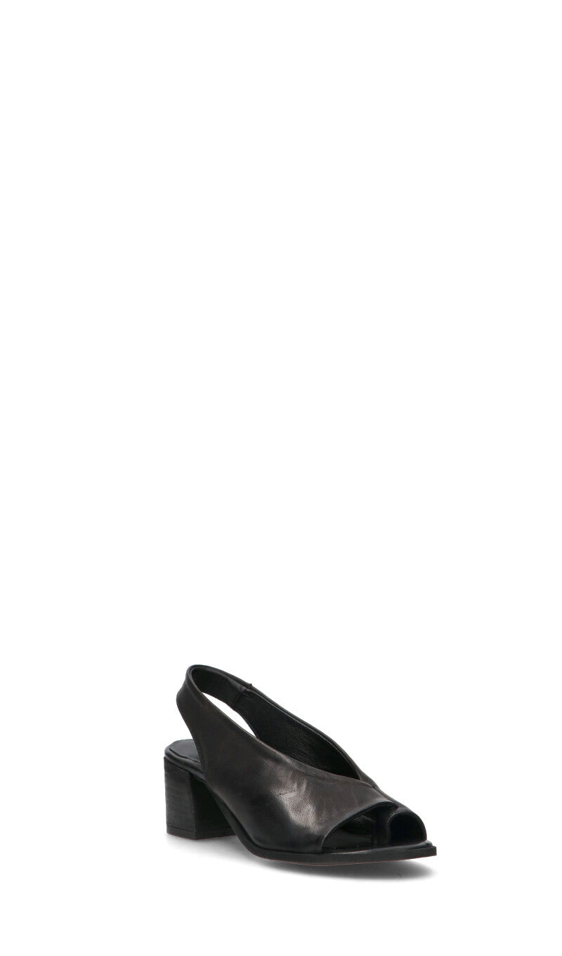MEZZETINTE Sandalo donna nero in pelle