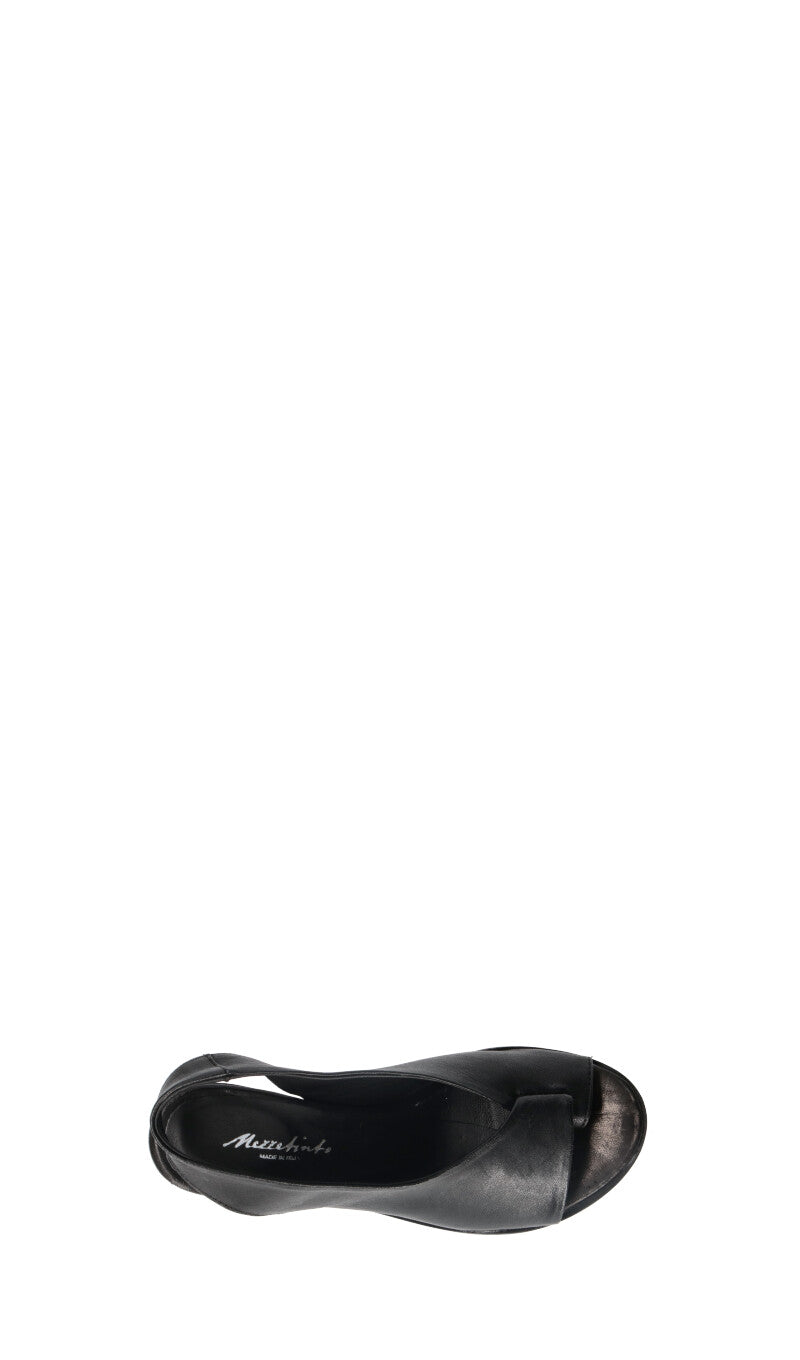 MEZZETINTE Sandalo donna nero in pelle