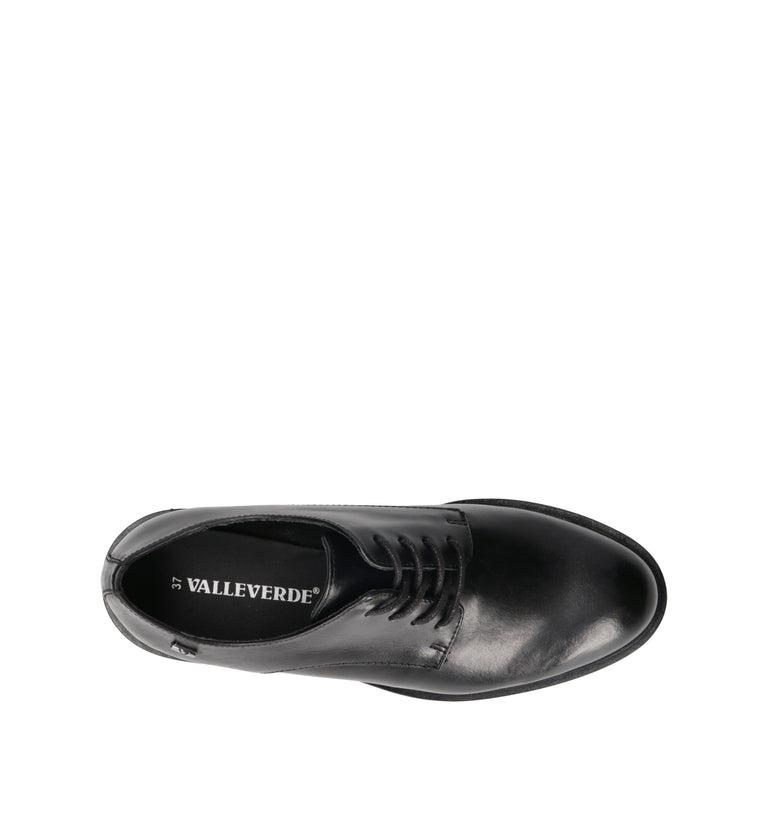 VALLEVERDE Stringata donna nera in pelle