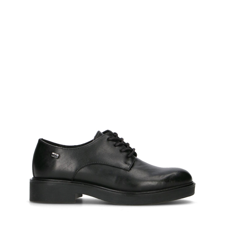 VALLEVERDE Stringata donna nera in pelle