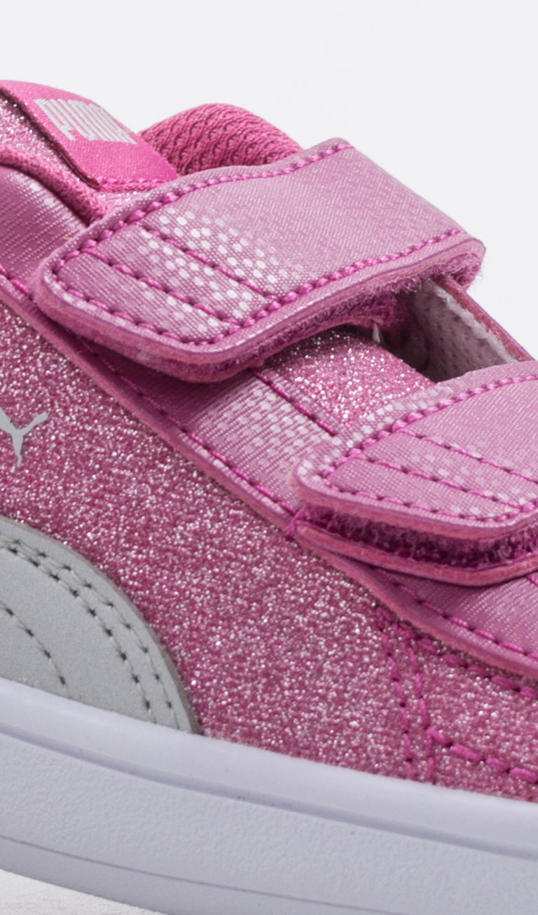 PUMA SMASH V2 GLITZ Sneaker bimba rosa in tessuto