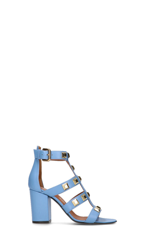 VIA ROMA 15 Sandalo donna azzurro in pelle
