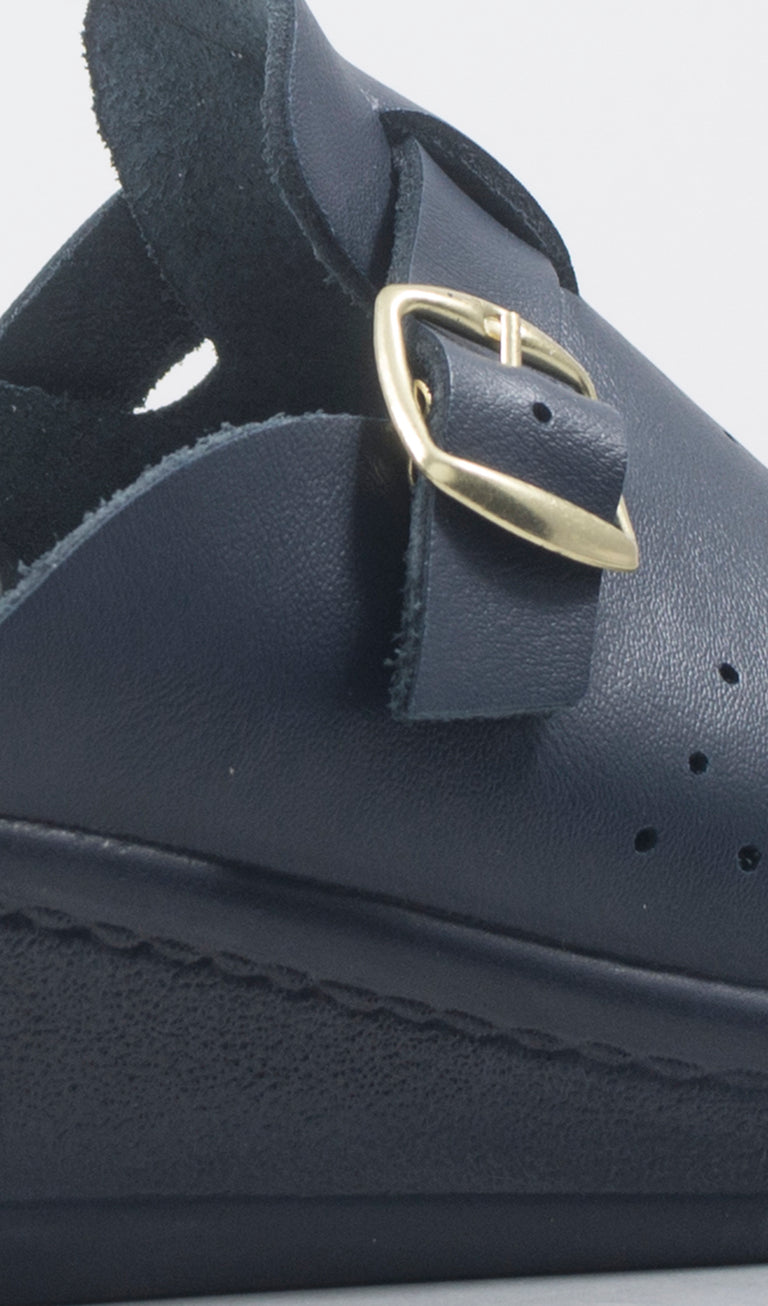 SANITAL LIGHT Ciabatta donna blu in pelle rivestita