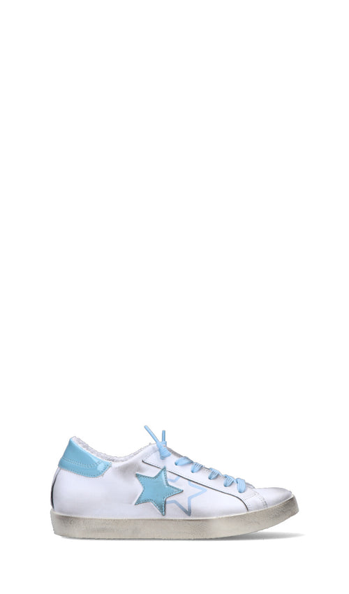 2 STAR Sneaker donna bianca/azzurra in pelle