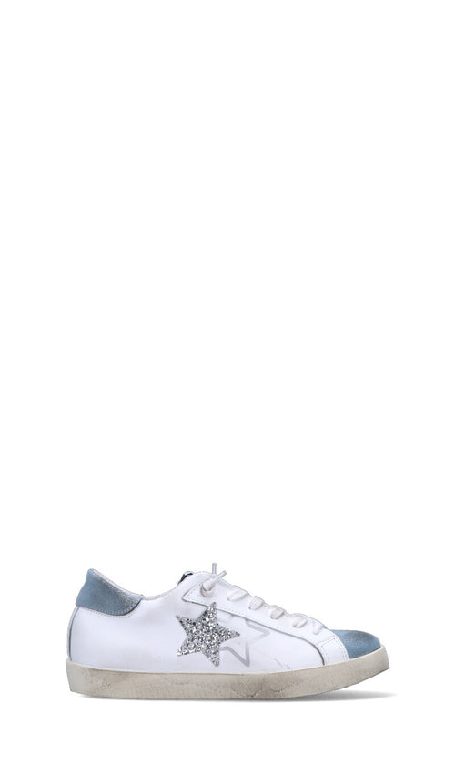 2 STAR Sneaker donna bianca/azzurra in pelle
