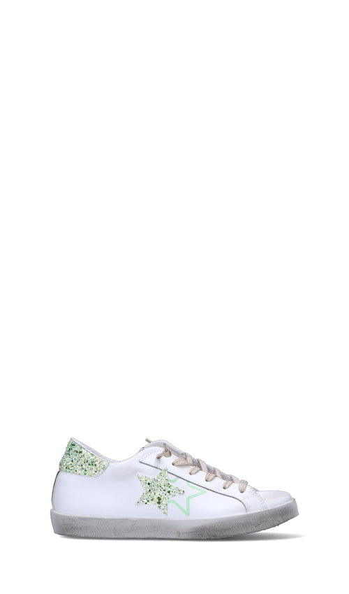 2 STAR Sneaker donna bianca/verde in pelle