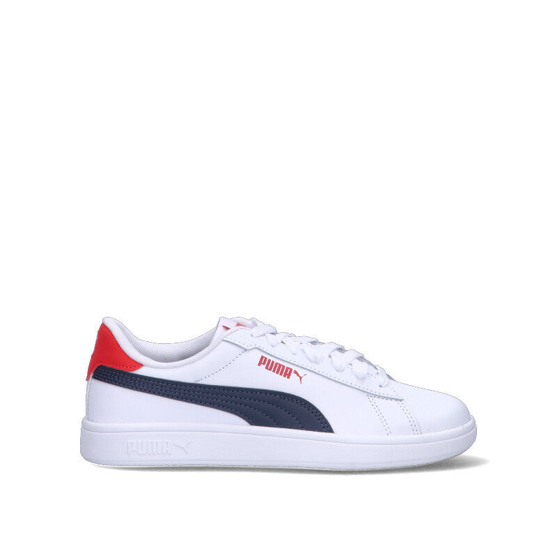 PUMA - SMASH 3.0 L JR Sneaker ragazzo bianca/blu/rossa in pelle