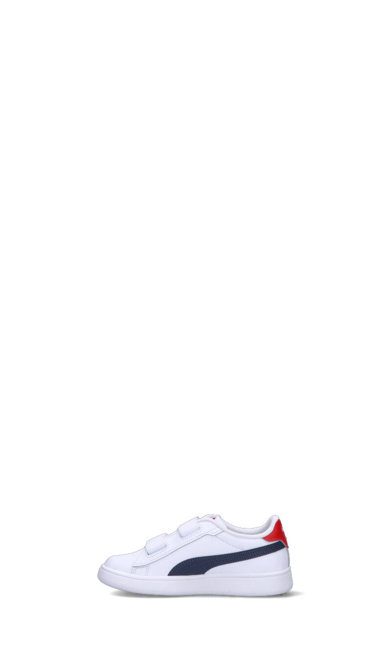 PUMA - SMASH 3.0 L V PS Sneaker bimbo bianca/blu/rossa in pelle