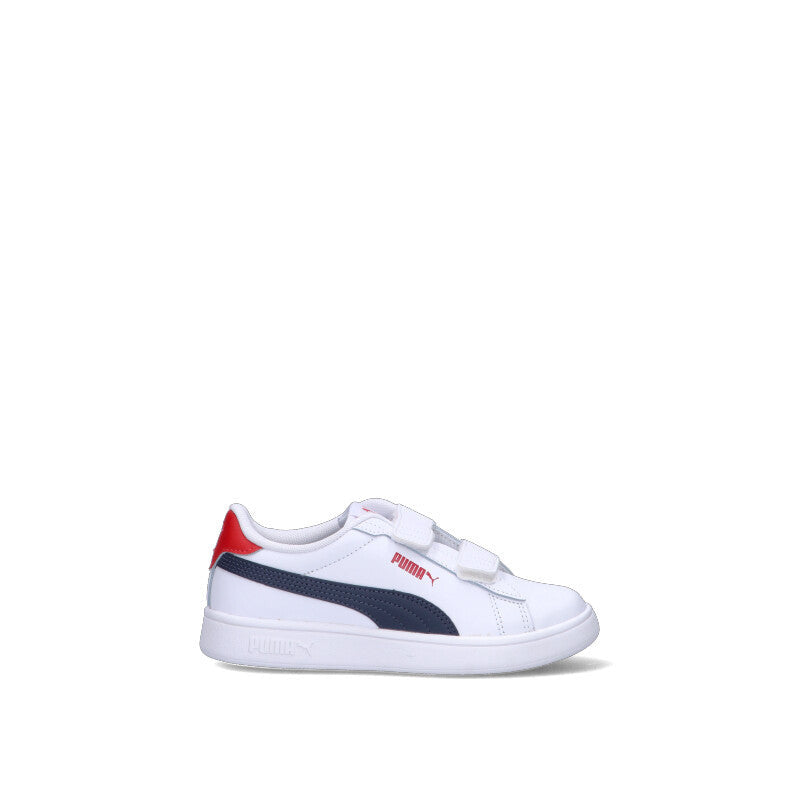 PUMA - SMASH 3.0 L V PS Sneaker bimbo bianca/blu/rossa in pelle