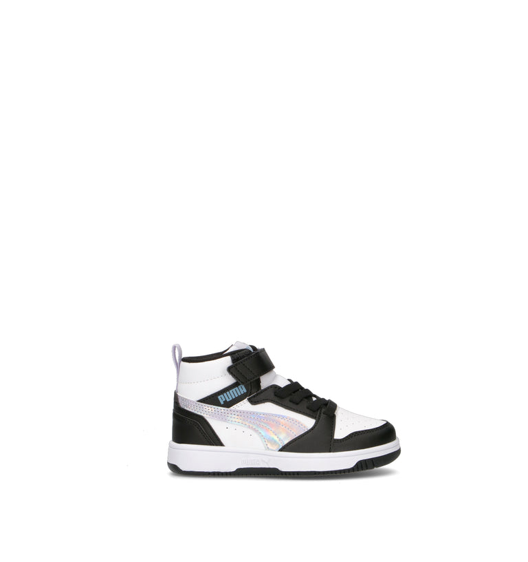PUMA REBOUND V6 MID SPACE BELLE AC + PS Sneaker bimba bianca/nera