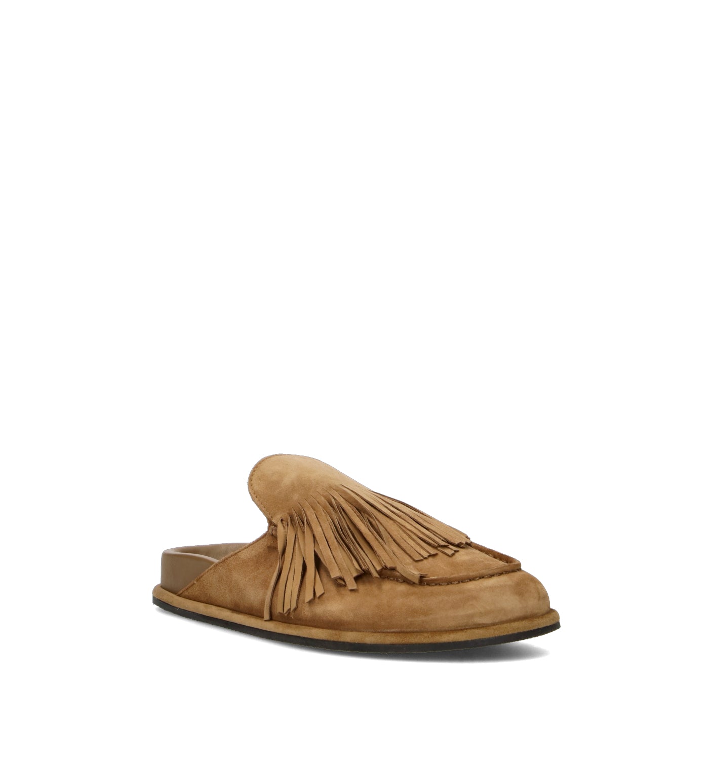 JVAM Sabot donna taupe in suede con frange