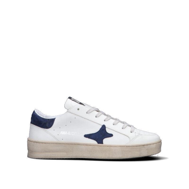 AMA-BRAND Sneaker uomo bianca/blu in pelle