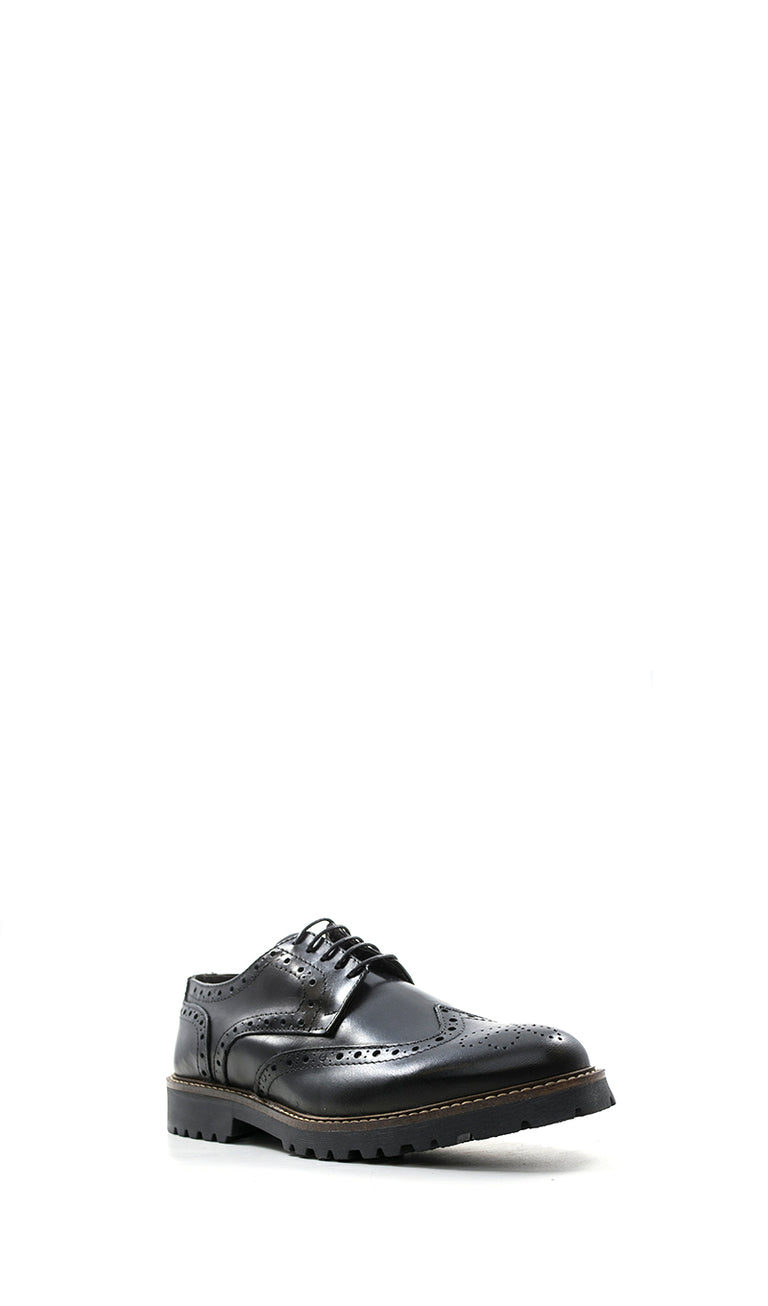 NEROFUMO Stringata uomo nero in pelle brogue