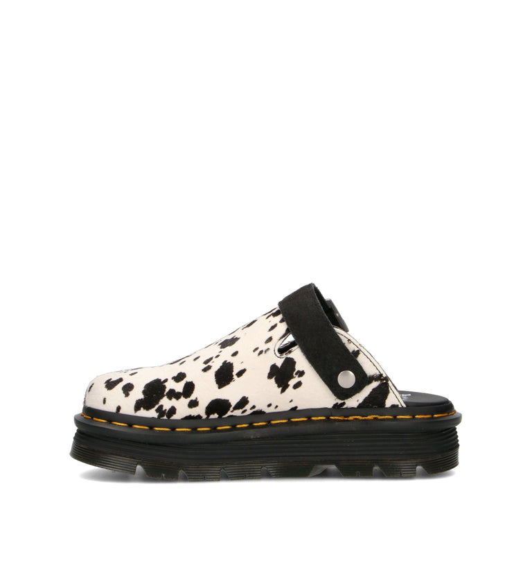 DR. MARTENS Sabot donna bianca/nera in cavallino