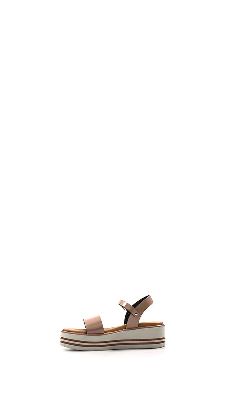 PERLAMARINA Sandalo bimba beige in pelle verniciata