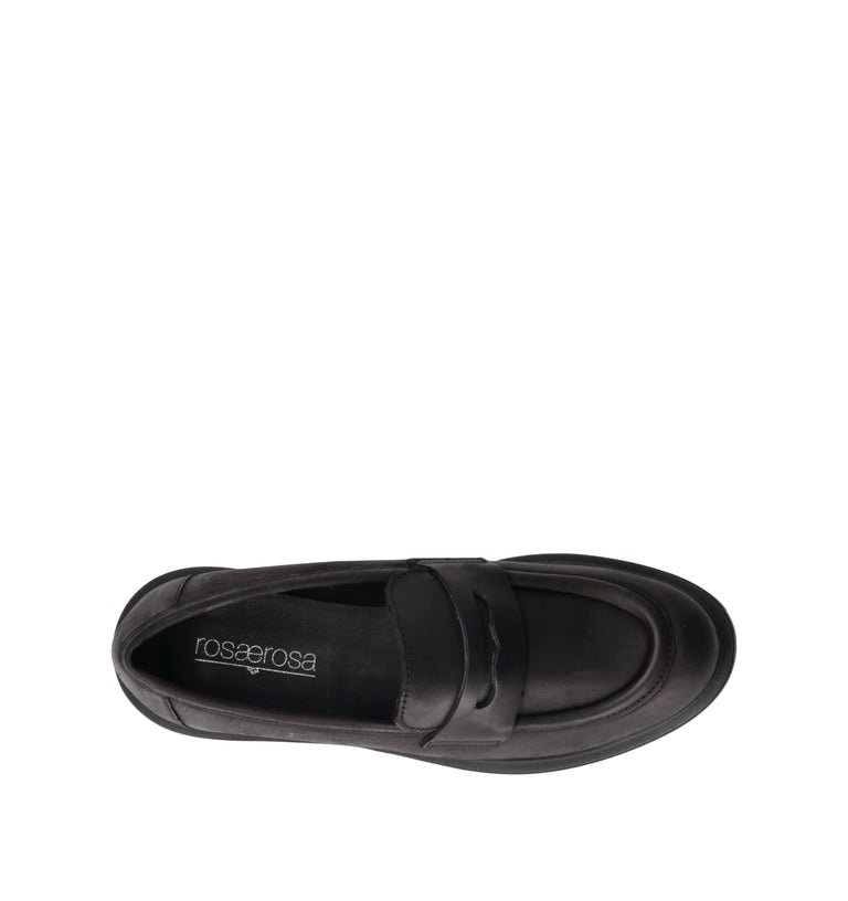 ROSA E ROSA Mocassino donna nero in pelle