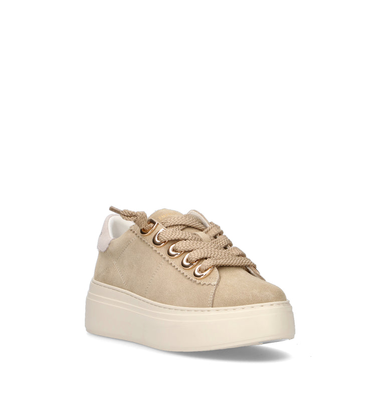 EMANUELLE VEE Sneaker donna beige in suede