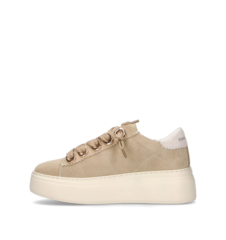 EMANUELLE VEE Sneaker donna beige in suede