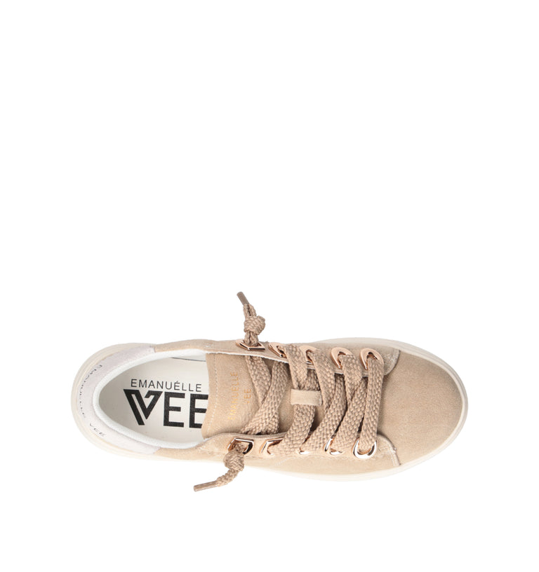 EMANUELLE VEE Sneaker donna beige in suede