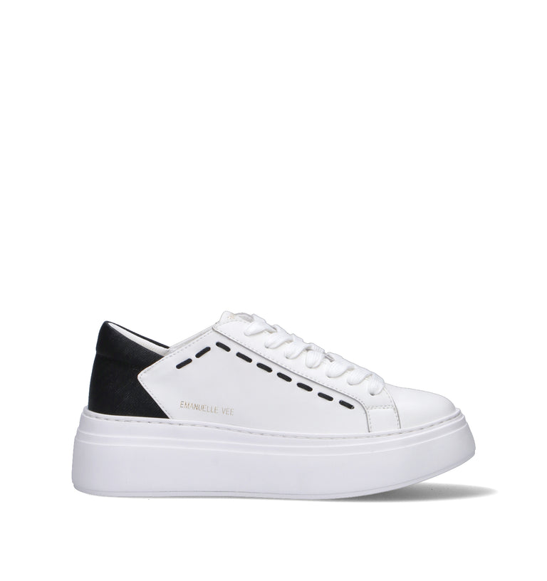 EMANUELLE VEE Sneaker donna bianca/nera in pelle