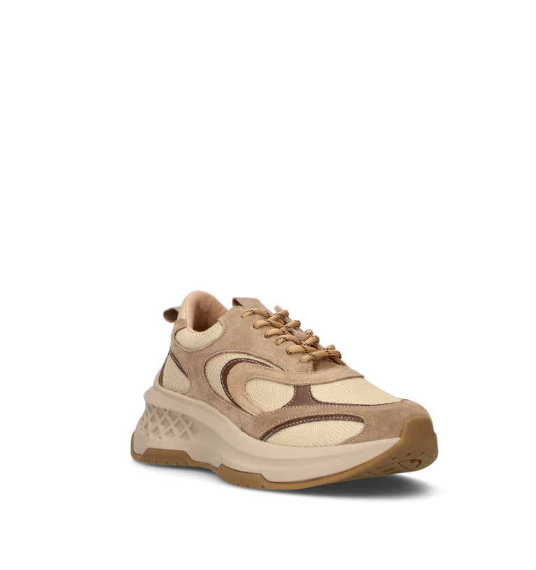 EMANUELLE VEE Sneaker donna beige in pelle