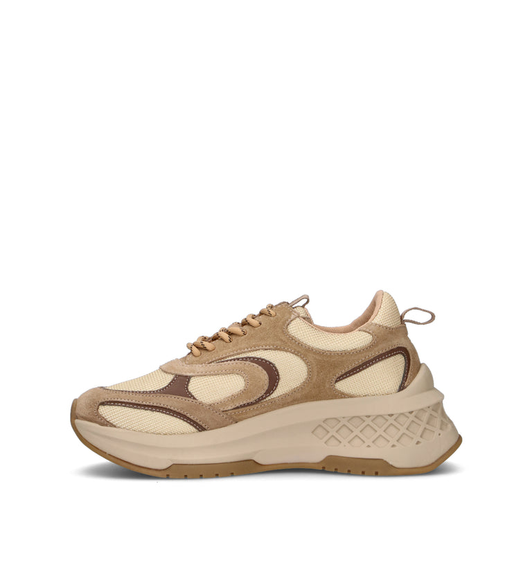 EMANUELLE VEE Sneaker donna beige in pelle