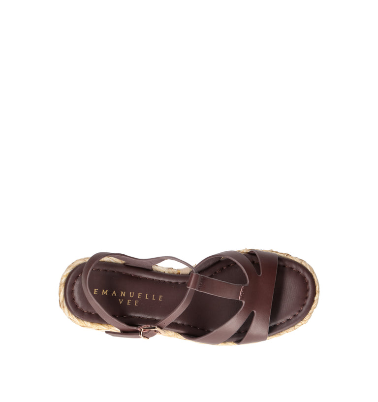 EMANUELLE VEE Sandalo donna marrone in pelle