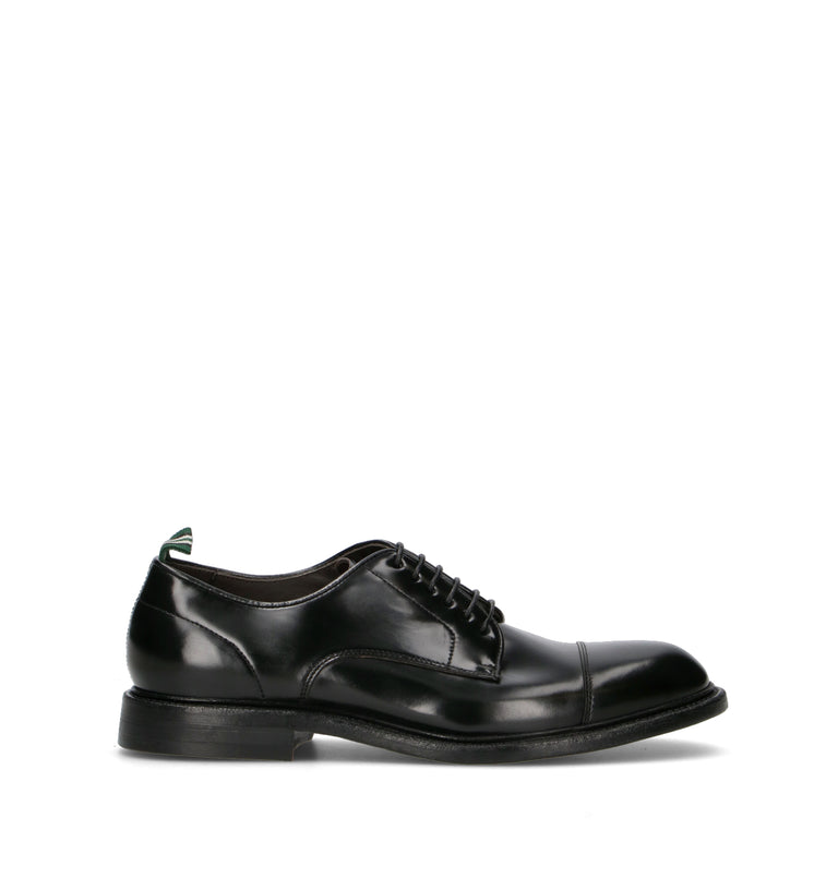 GREEN GEORGE Stringata uomo nera in pelle