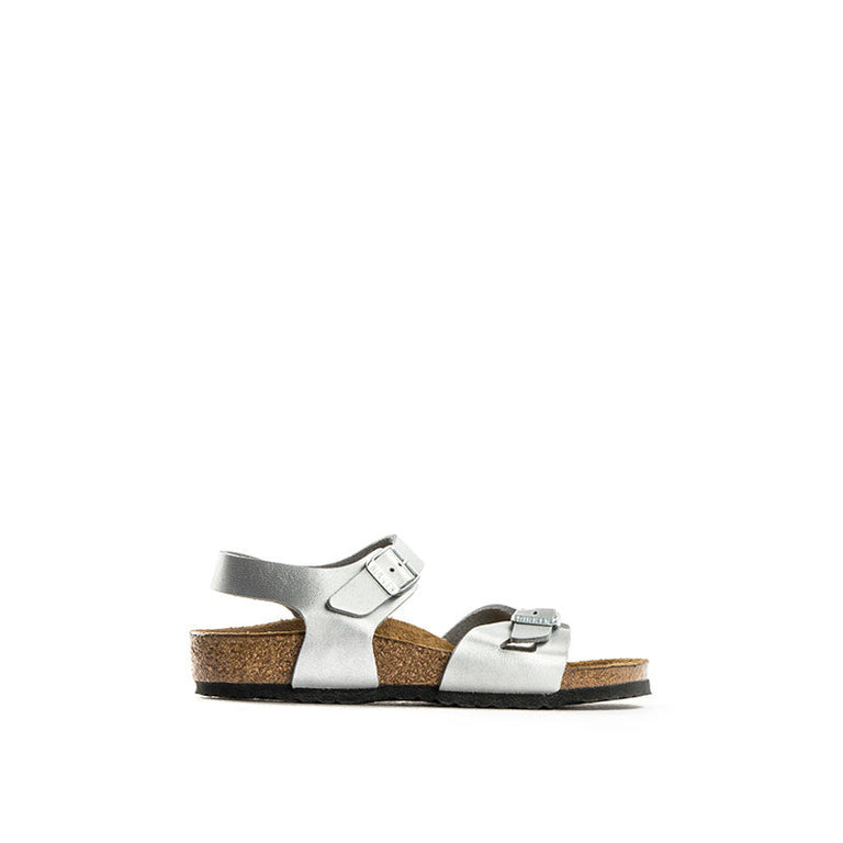 BIRKENSTOCK RIO Sandalo bimba argento in pelle