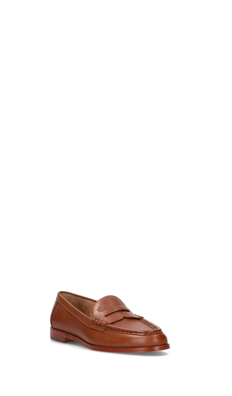 RALPH LAUREN Mocassino donna cuoio in pelle