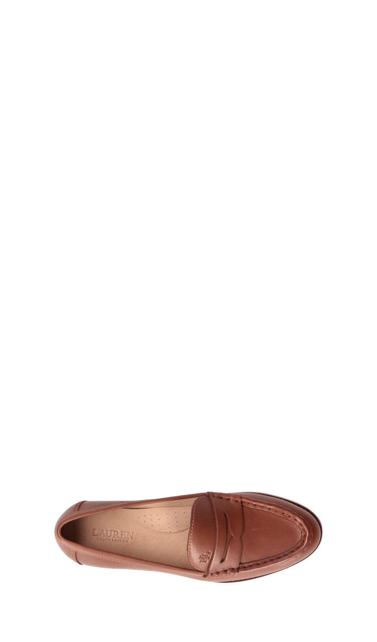 RALPH LAUREN Mocassino donna cuoio in pelle