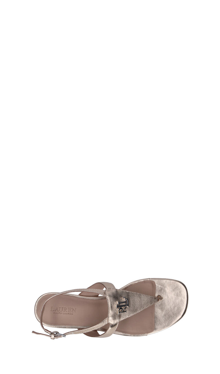 RALPH LAUREN Sandalo donna oro in pelle