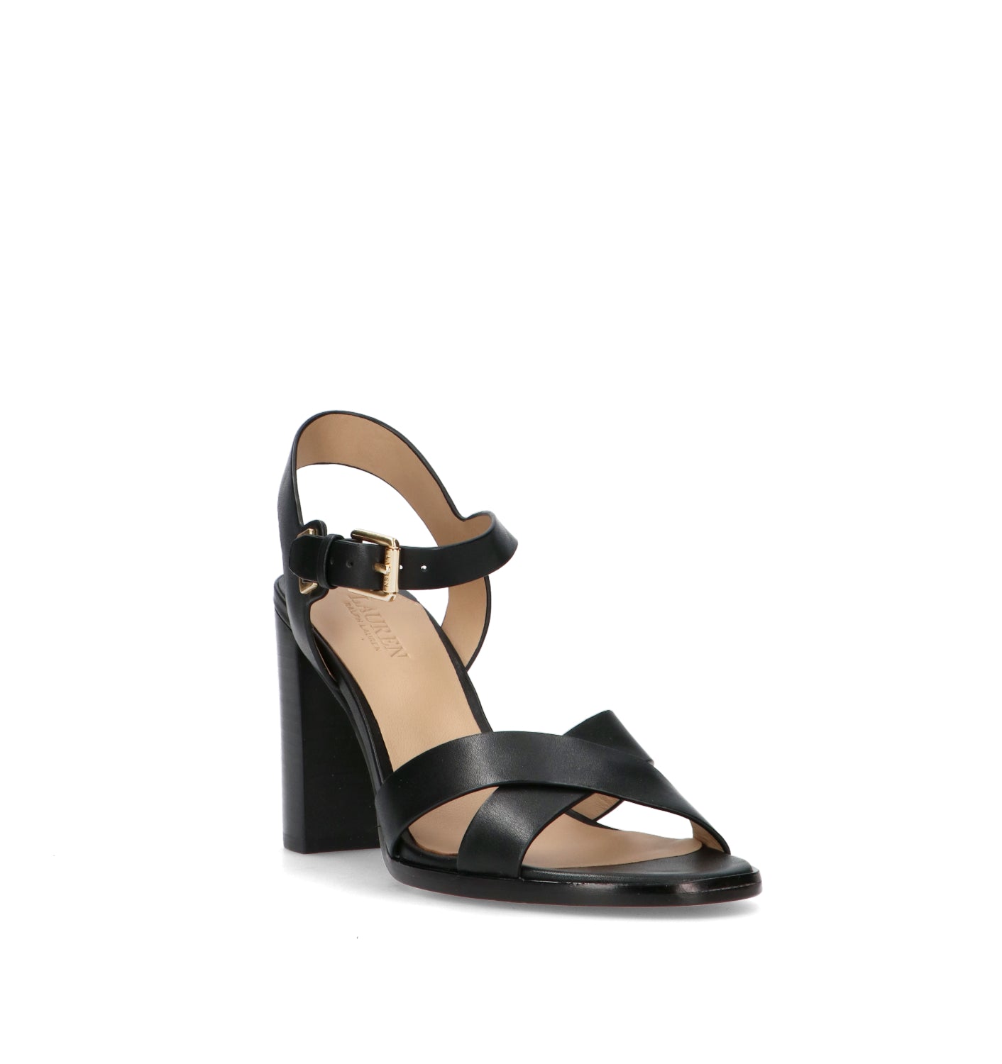 RALPH LAUREN Sandalo donna nero in pelle