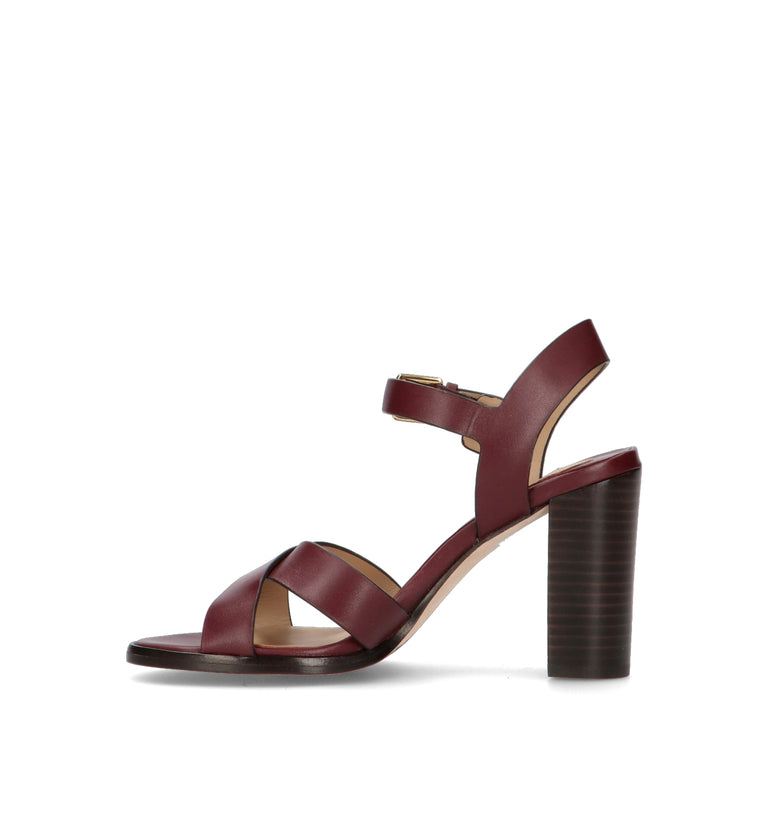 RALPH LAUREN Sandalo donna bordeaux in pelle