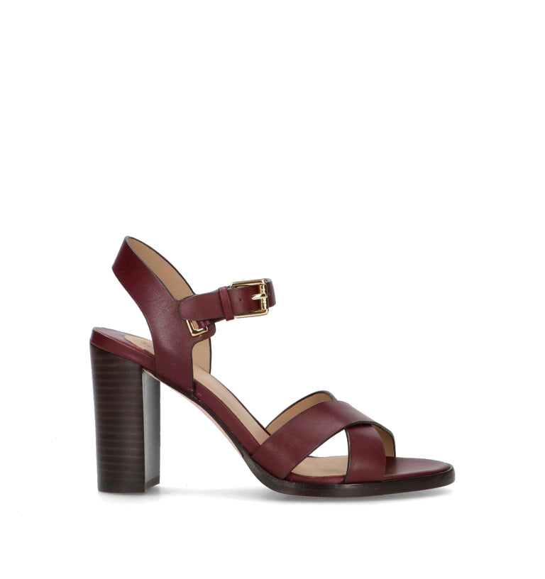 RALPH LAUREN Sandalo donna bordeaux in pelle